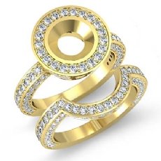 Diamond Engagement Ring Round Bridal Halo Setting 14k Gold Yellow SemiMount (3Ct. tw.)