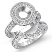 3Ct Diamond Engagement Ring Round Bridal Halo Setting 14k White Gold SemiMount - javda.com 