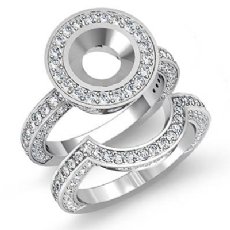 3Ct Diamond Engagement Ring Round Bridal Halo Setting 14K White Gold SemiMount