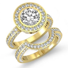 Designer Bezel Bridal Set diamond Ring 14k Gold Yellow