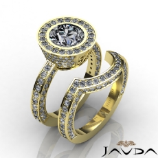 Designer Bezel Bridal Set diamond  14k Gold Yellow