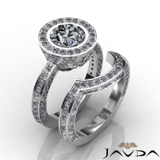 Designer Bezel Bridal Set diamond Ring 18k Gold White