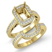 1.62Ct Diamond Engagement Ring Emerald Semi Mount 14k Yellow Gold Bridal Setting - javda.com 