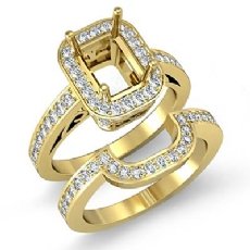 Diamond Engagement Ring Emerald Semi Mount 14k Gold Yellow Bridal Setting (1.62Ct. tw.)