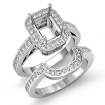 1.25Ct Diamond Engagement Ring Emerald Semi Mount 14k White Gold Bridal Setting - javda.com 