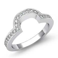 Round Pave Diamond Women's Half Wedding Band 2.4mm Ring 14k White Gold 0.45Ct