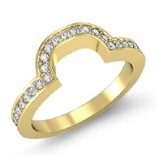 Round Pave Diamond Women's Half Wedding Band 2.4mm Ring 18k Gold Yellow  (0.45Ct. tw.)