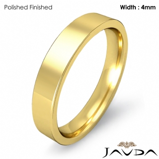 18k Gold Yellow Flat Pipe Cut Comfort Fit Band Men Wedding Ring 4mm 6.8g 12-12.75 Sz