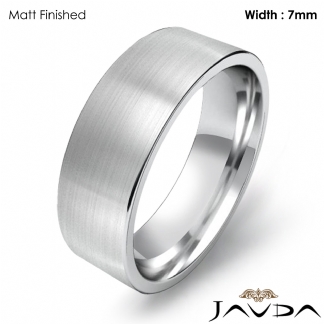 Men Wedding Band Comfort Fit Flat Pipe Cut Ring 7mm Platinum 950 15.7g 12-12.75 Sz