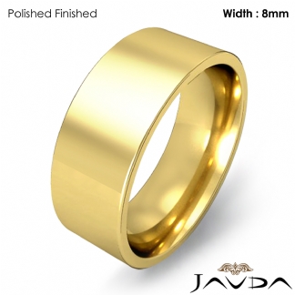 8mm Men Wedding Band Comfort fit Flat Pipe Cut Ring 18k Gold Yellow 13.1g 12-12.75 Sz
