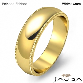 Solid Men Wedding Band Dome Milgrain Edge Ring 6mm 14k Gold Yellow 6.4g 6-6.75 Sz