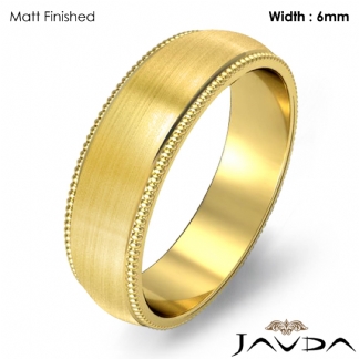 Solid Men Wedding Band Dome Milgrain Edge Ring 6mm 14k Gold Yellow 6.4g 6-6.75 Sz