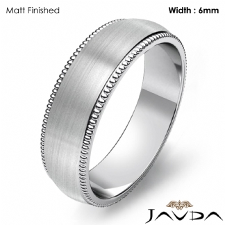 Solid Men Wedding Band Dome Milgrain Edge Ring 6mm Platinum 950 9.5g 5-5.75 Sz