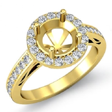 Anniversary Diamond Engagement Round Ring 14k Gold Yellow Halo Pave Setting Semi Mount (0.8Ct. tw.)