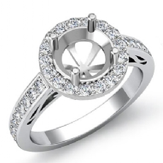 0.8Ct Diamond Engagement Round Ring 14K White Gold Halo Pave Setting Semi Mount