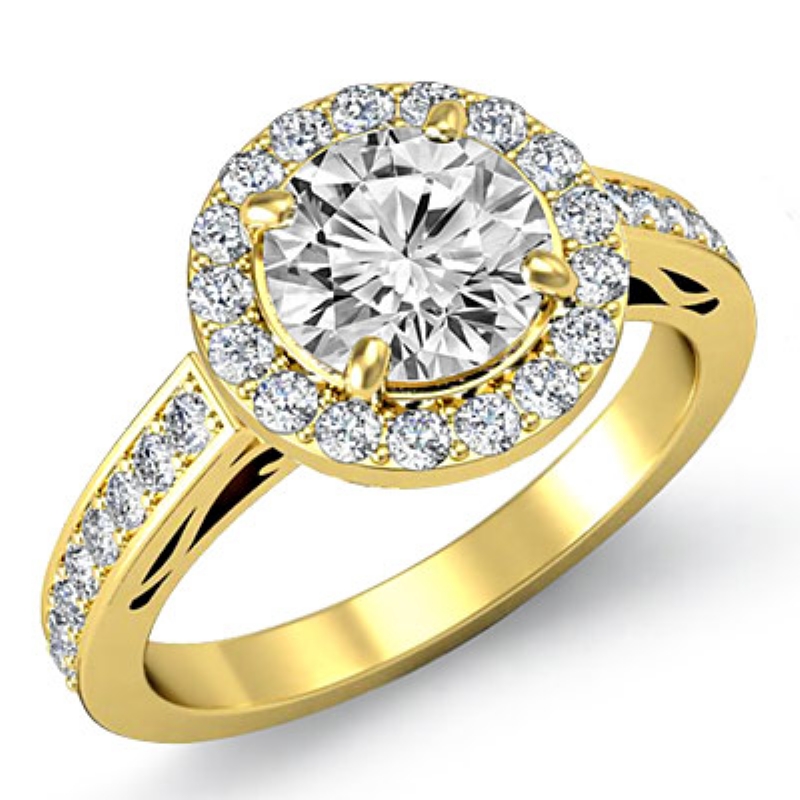 Halo Pave Set Filigree Basket diamond Ring 14k Gold Yellow