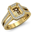 0.92Ct Diamond Engagement Halo Ring Emerald Semi Mount 14k Yellow Gold - javda.com 