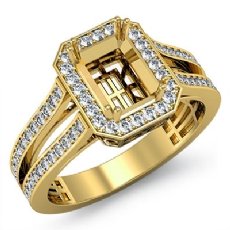 Diamond Engagement Halo Ring Emerald Semi Mount 14k Gold Yellow (0.92Ct. tw.)