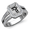 0.92Ct Diamond Engagement Halo Ring Emerald Semi Mount Platinum 950 - javda.com 