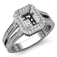 0.92 CT Diamond Engagement Halo Ring Emerald Semi Mount 14K White Gold