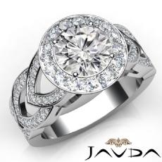 Designer Shank Halo Pave diamond Ring 14k Gold White