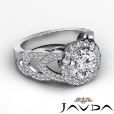 Designer Shank Halo Pave diamond  14k Gold White