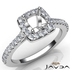 Diamond Engagement Round Semi Mount Shared Prong Setting Ring 14K W Gold 0.50Ct