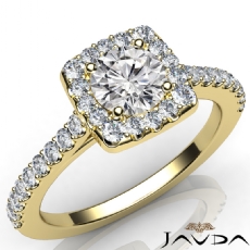Cathedral Halo French U Pave diamond Ring 14k Gold Yellow