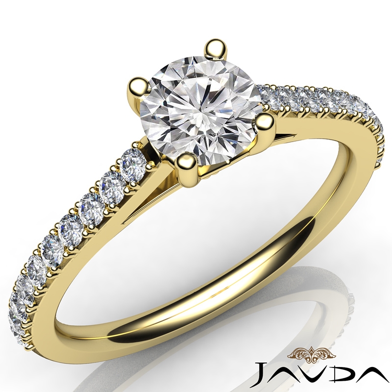 4 Prong Setting Cathedral diamond Ring 18k Gold Yellow