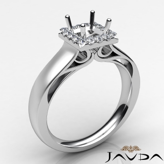 Princess Diamond Engagement Halo Pave Setting Semi Mount Ring 18k Gold White 0.2Ct