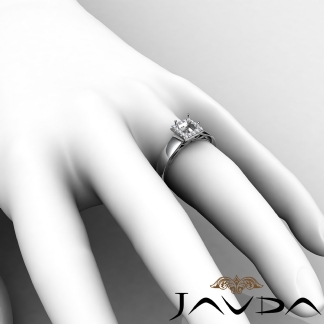 Princess Diamond Engagement Halo Pave Setting Semi Mount Ring 18k Gold White 0.2Ct