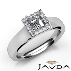 Princess Diamond Engagement Halo Pave Setting Semi Mount Ring 14K W Gold 0.20Ct