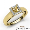 Princess Diamond Engagement Halo Pave Setting Semi Mount Ring 14k Yellow Gold 0.2Ct - javda.com 
