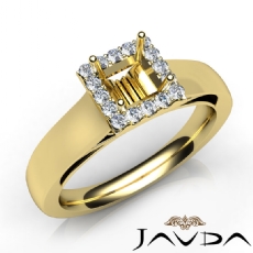 Princess Diamond Engagement Halo Pave Setting Semi Mount Ring 14k Gold Yellow  (0.2Ct. tw.)