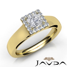French Pave Halo Cathedral diamond Ring 14k Gold Yellow