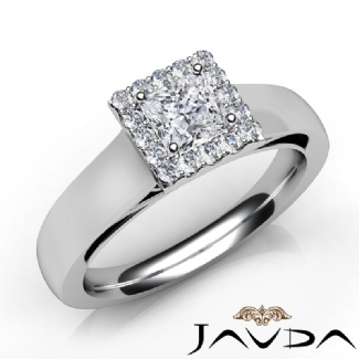 Princess Diamond Engagement Halo Pave Setting Semi Mount Ring Gold W18k 0.2Ct