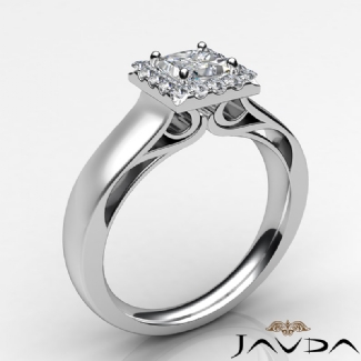 Princess Diamond Engagement Halo Pave Setting Semi Mount Ring Gold W18k 0.2Ct