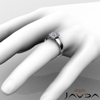 Princess Diamond Engagement Halo Pave Setting Semi Mount Ring Gold W18k 0.2Ct