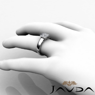 Princess Diamond Engagement Halo Pave Setting Semi Mount Ring Gold W18k 0.2Ct