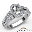 Gorgeous Halo Prong Diamond Engagement Oval Semi Mount Ring Platinum 950 0.75Ct - javda.com 