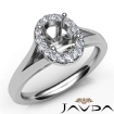 Diamond Engagement Oval Semi Mount 14k White Gold Halo Pave Setting Ring 0.2Ct - javda.com 