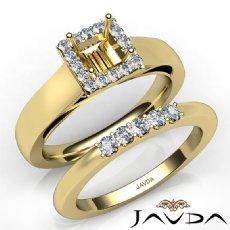 U Prong Diamond Engagement Semi Mount Ring Princess Bridal Set 14k Gold Yellow  (0.42Ct. tw.)