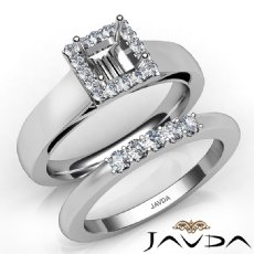 U Prong Diamond Engagement Semi Mount Ring Princess Bridal Set 14K W Gold 0.42Ct