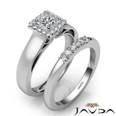 Halo Prong Setting Bridal Set diamond  14k Gold White