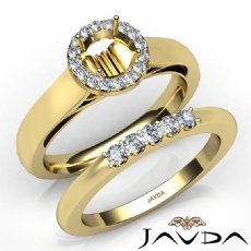 U Prong Diamond Engagement Round Semi Mount Ring Bridal Set 14k Gold Yellow  (0.4Ct. tw.)