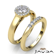 U Prong Setting Halo Bridal diamond Ring 18k Gold Yellow