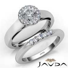 U Prong Setting Halo Bridal diamond Ring 14k Gold White