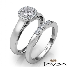 U Prong Setting Halo Bridal diamond  14k Gold White