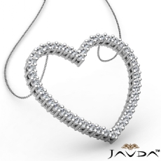 Round Diamond Hollow Heart Pendant 14K White Gold (0.59 ct tw)