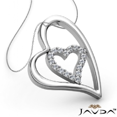 Round Diamond Heart Pendant 14K White Gold (0.25 ct tw)